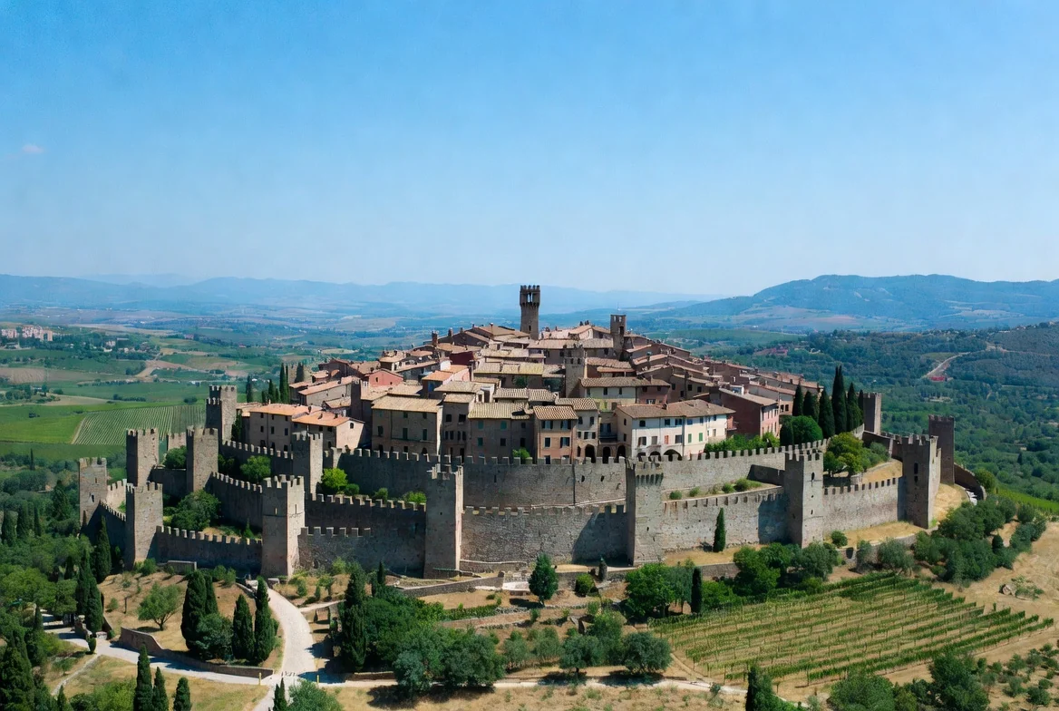 The walled village of Monteriggioni in the hills north of Siena